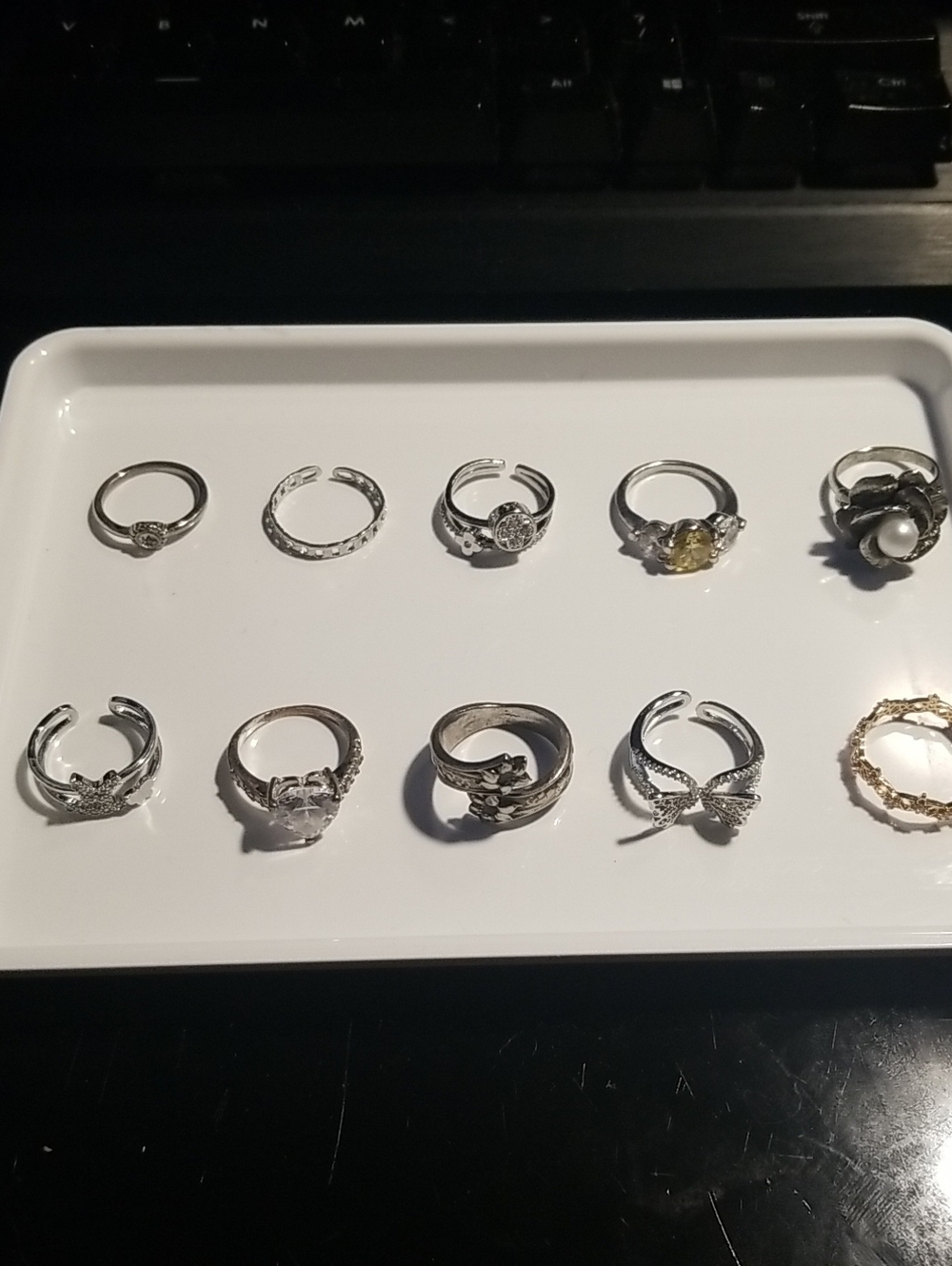 Silver Multi-Style Ring Set Bundle of 10